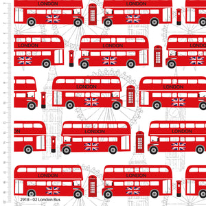 Happy and glorious - 100% cotton - Craft Cotton co - London bus