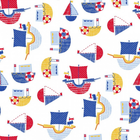 Boats - 100% cotton - Fabric Editions - Nautical Friends