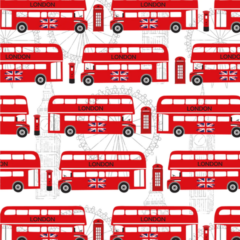 London Bus - 100% cotton - Craft Cotton co - Happy and Glorious