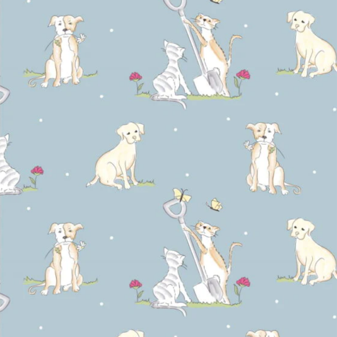 Pets in the Garden - 100% organic cotton - Craft Cotton co - Pets by Debbie Shore