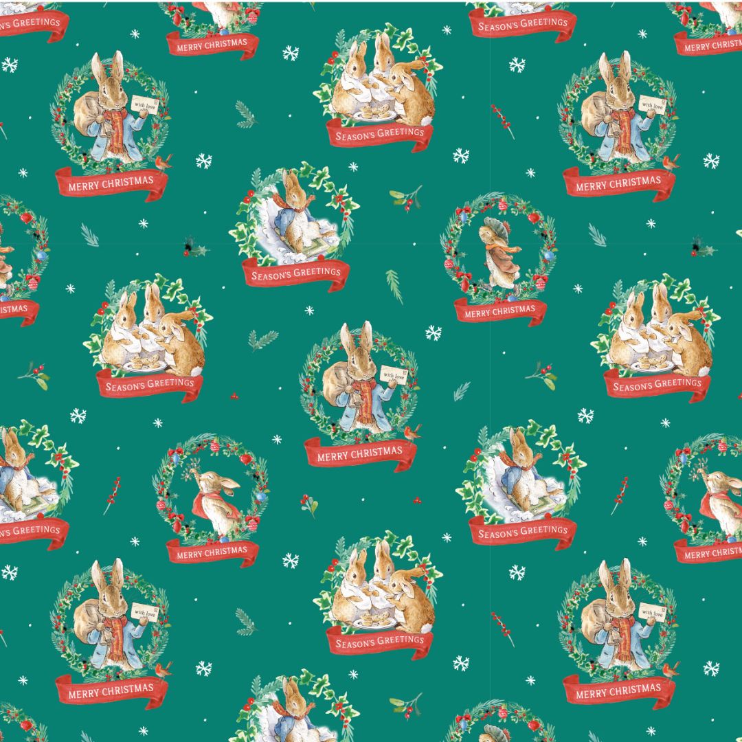 Christmas Greeting - 100% cotton - Craft Cotton Co - Peter Rabbit - Hoppy Holidays