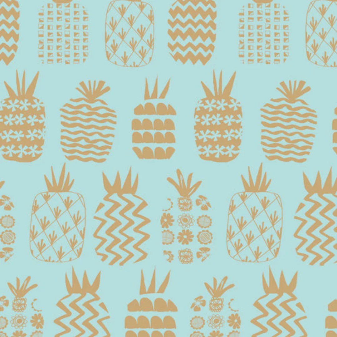 Metallic pineapples - 100% cotton - Ocean Drive - Dashwood Studio