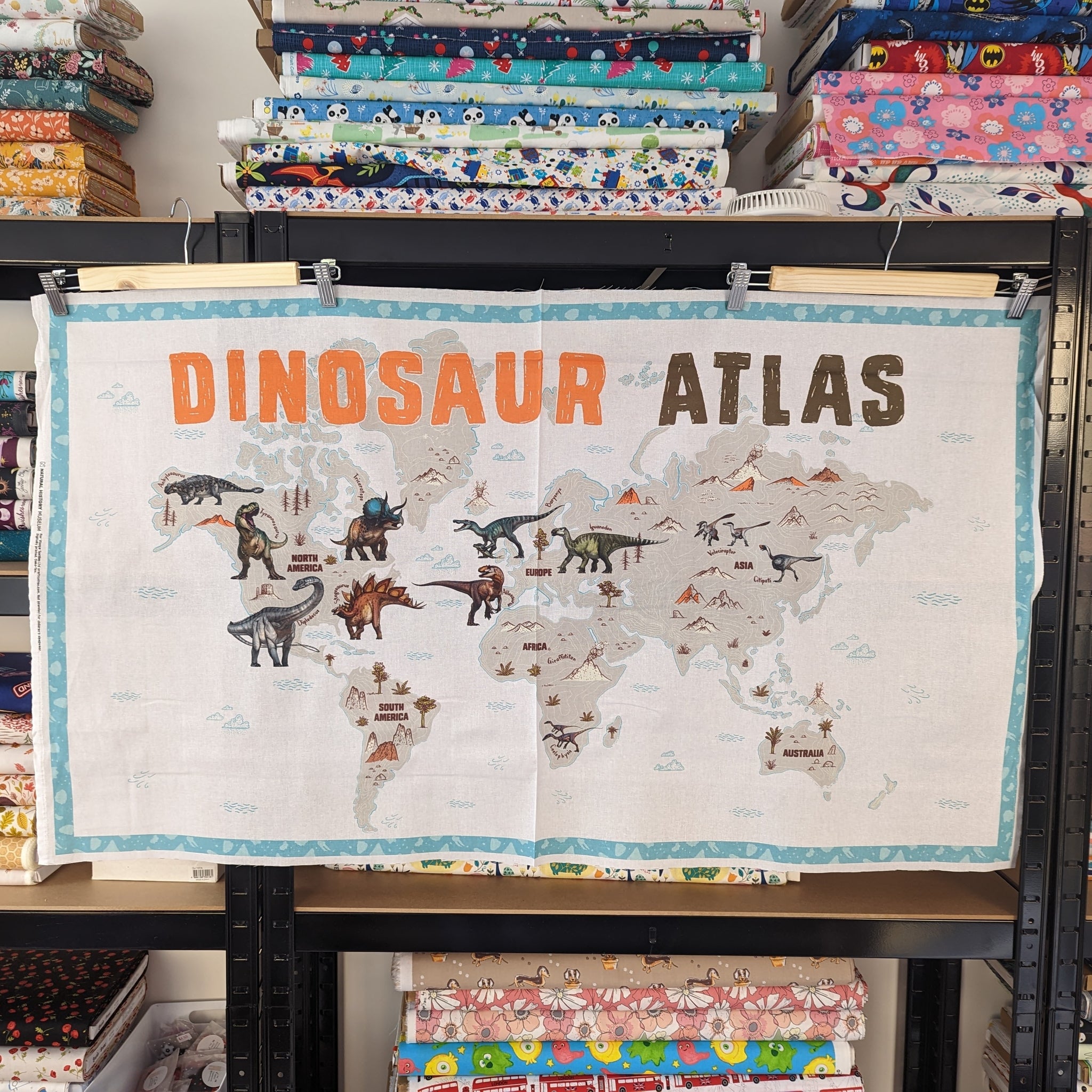 Age of the Dinosaur Atlas Panel - 100% cotton - Natural History Museum - Craft Cotton Co