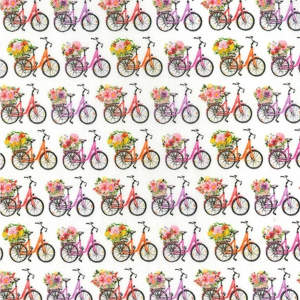 Bikes and flowers - 100% cotton - John Louden