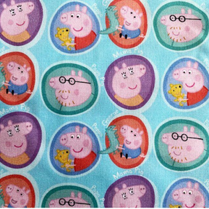 Peppa Pig and family - 100% cotton fabric - Little Johnny