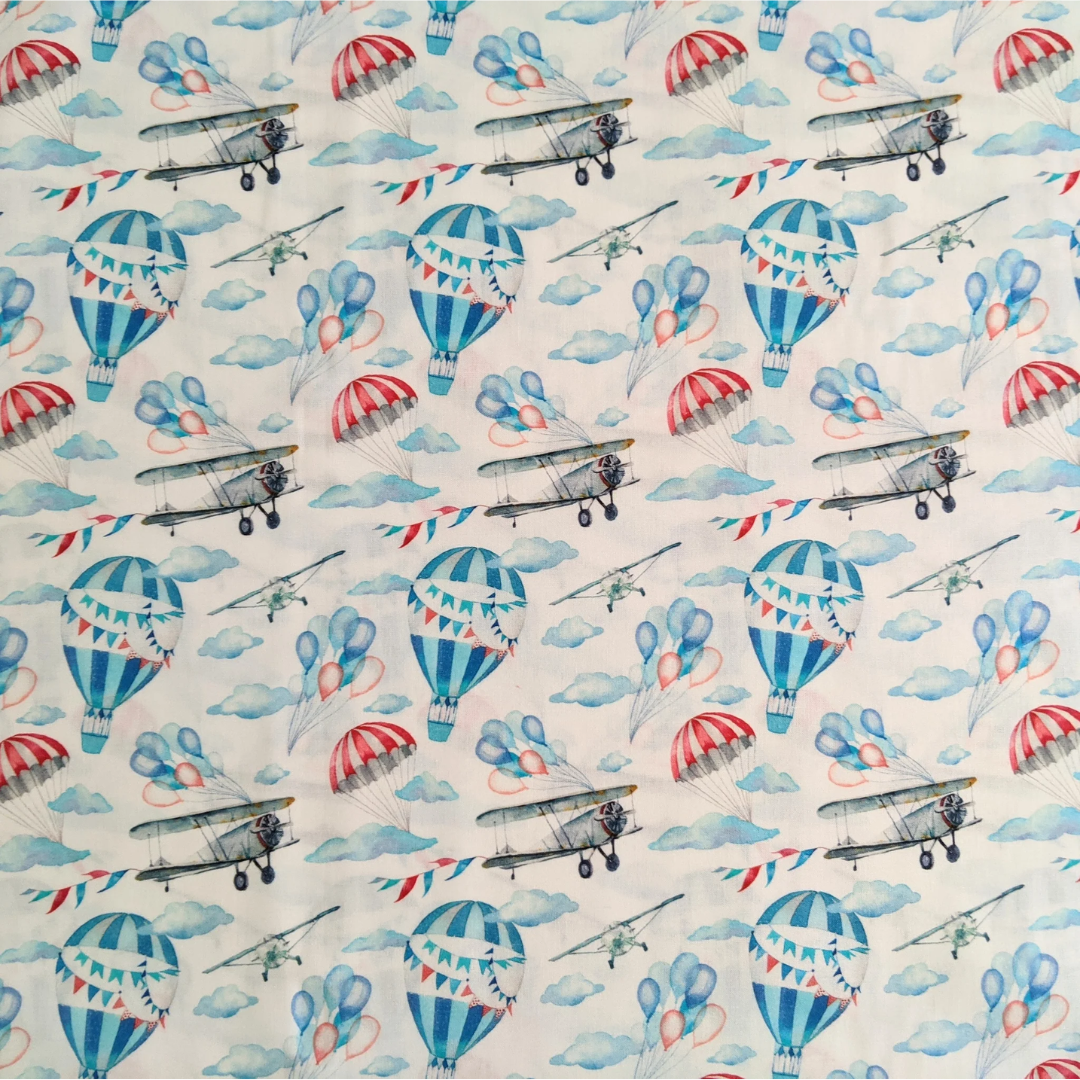 Vintage airplanes - 100% cotton fabric - Little Johnny