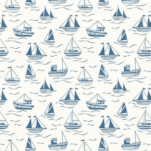 Boats on cream - 100% cotton - Lewis and Irene