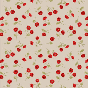 Little poppies on natural - 100% cotton - Lewis and Irene - Poppies