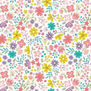 Spring floral on cream - 100% cotton - Lewis and Irene - Spring treats