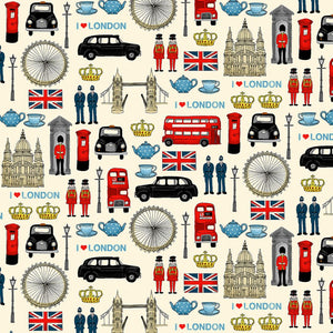 London icons - 100% cotton - Makower - London Revival