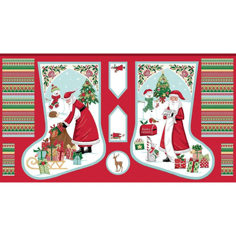 Christmas Wishes - Stocking Panel or Kit - 100% cotton - Makower