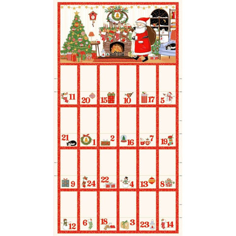 Jolly St Nick Advent Calendar Panel or Kit - 100% cotton - Makower