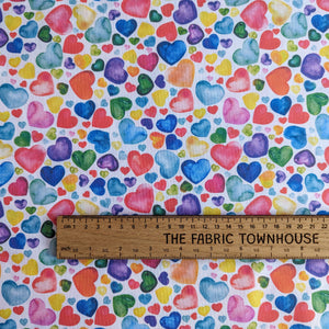 Rainbow hearts - 100% cotton