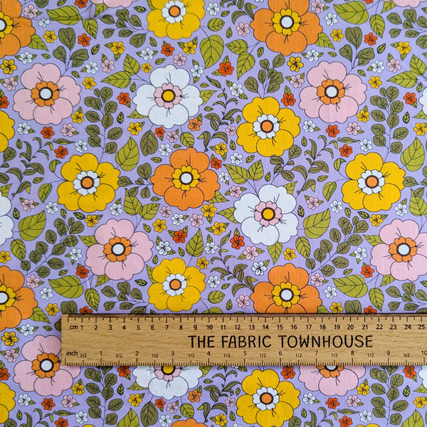 Lilac Lawn - 100% cotton - Craft Cotton Co - Groovy Floral