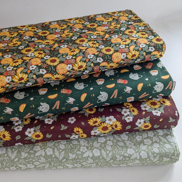 Clementine and Floral - 100% cotton - Craft Cotton Co - Cinnamon Spice by Kimberley Hind