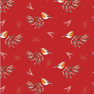 Robin on red - 100% cotton - Craft Cotton Co - Welcome Home