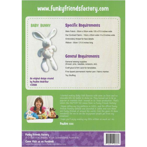 Baby Bunny - Soft Toy Sewing Pattern - Funky Friends Factory