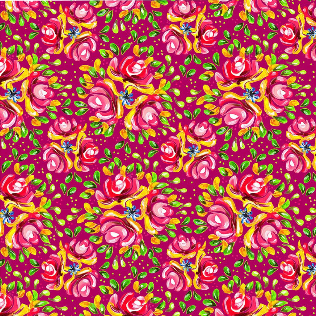 Barge Bouquet Crimson - 100% organic cotton - Make + Believe - Bohemian Waters by Debbie Shore