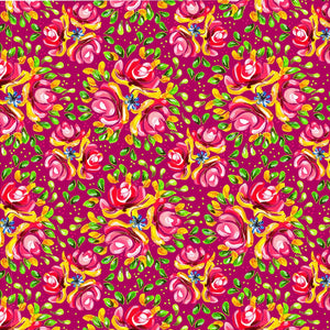 Barge Bouquet Crimson - 100% organic cotton - Make + Believe - Bohemian Waters by Debbie Shore