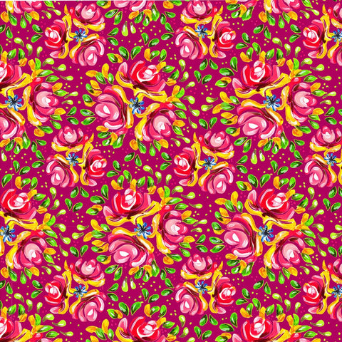 Barge Bouquet Crimson - 100% organic cotton - Make + Believe - Bohemian Waters by Debbie Shore