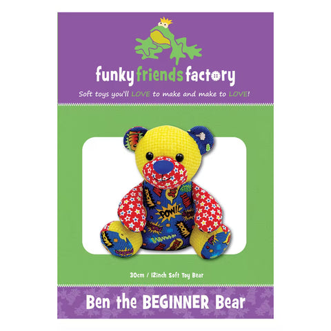 Ben The Beginner Bear - Soft Toy Sewing Pattern - Funky Friends Factory