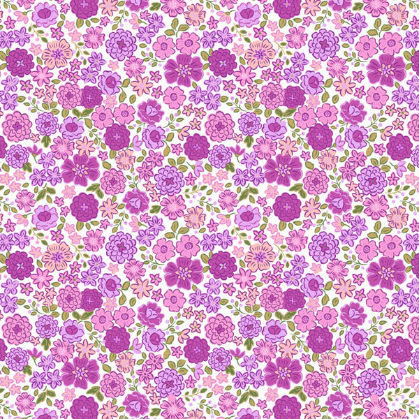 Boho Blooms Pretty Purple - 100% cotton - Lewis & Irene - Boho Blooms
