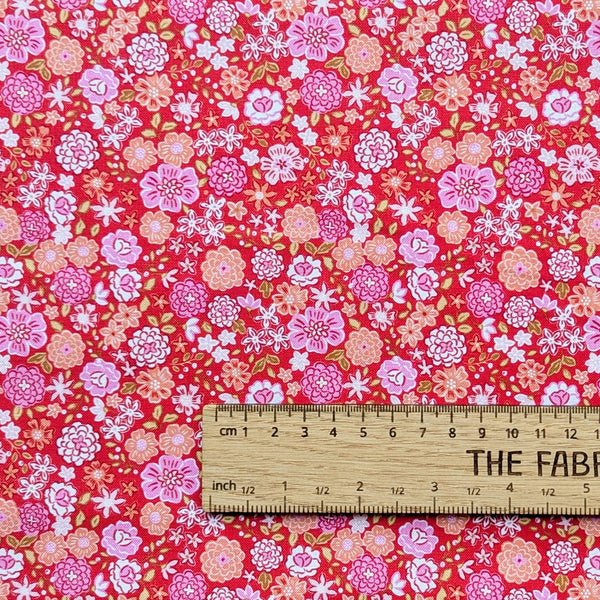Boho Blooms Summer Red - 100% cotton - Lewis & Irene - Boho Blooms