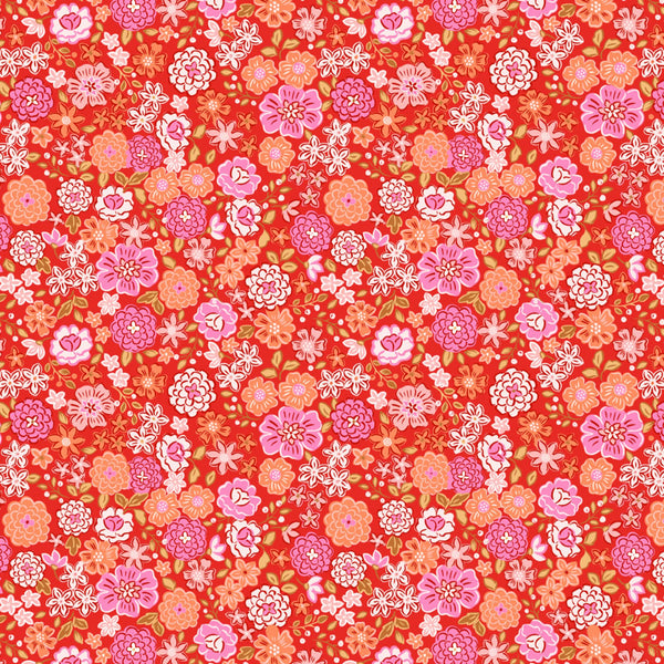 Boho Blooms Summer Red - 100% cotton - Lewis & Irene - Boho Blooms