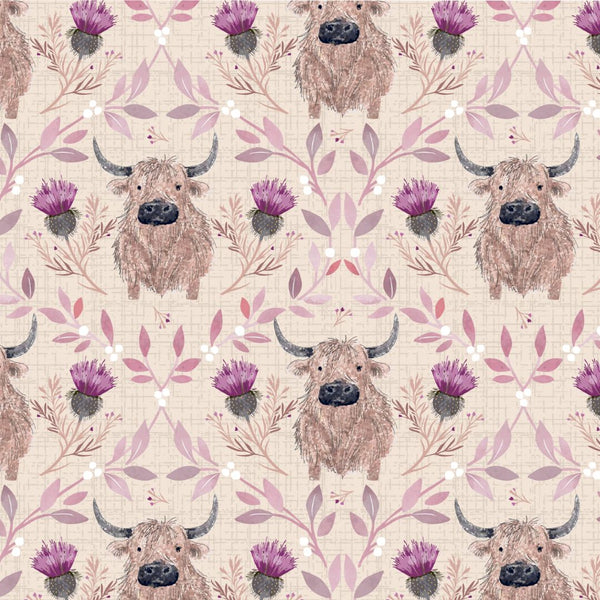 Caledonian Cow - 100% cotton - Craft Cotton Co - Blackbird Farm by Susan Wheeler