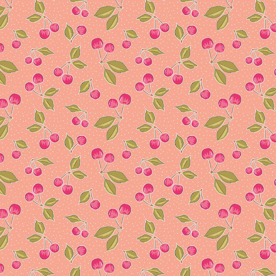 Cherry Pop Peach - 100% cotton - Make + Believe - Sweet Blooms by The Crafty Pie