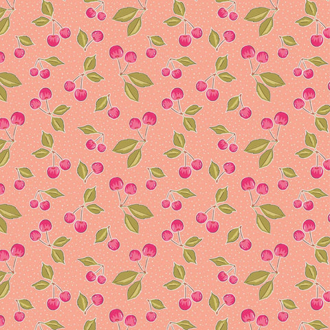 Cherry Pop Peach - 100% cotton - Make + Believe - Sweet Blooms by The Crafty Pie