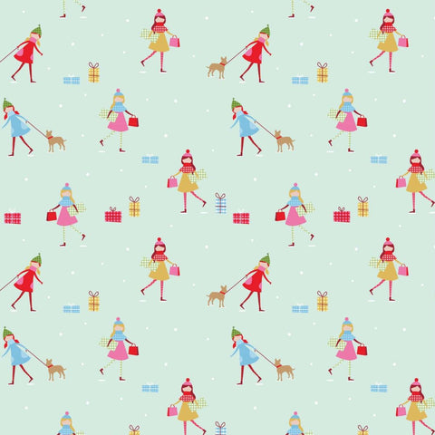 Christmas Shopping - 100% cotton fabric - Christmas Town - Craft Cotton Co