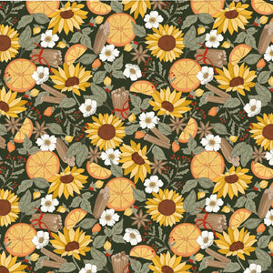 Clementine and Floral - 100% cotton - Craft Cotton Co - Cinnamon Spice by Kimberley Hind