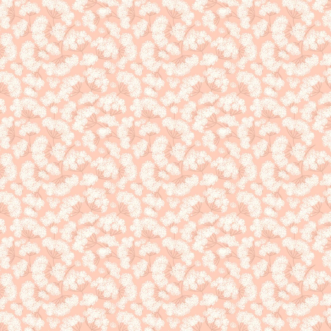 Cow Parsley on Peach Blush - 100% cotton - Lewis & Irene - Honey Sweet