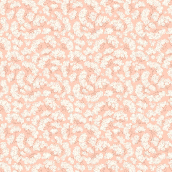 Cow Parsley on Peach Blush - 100% cotton - Lewis & Irene - Honey Sweet