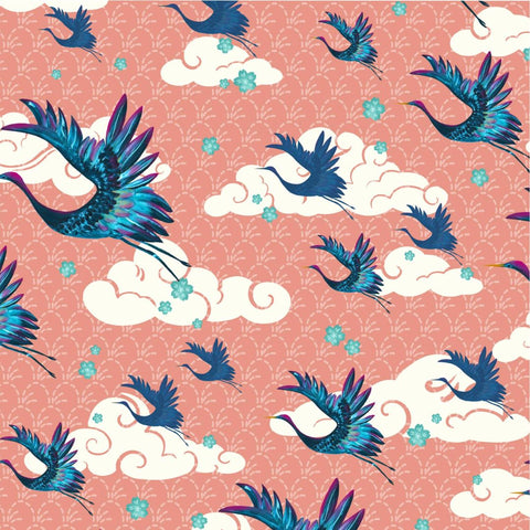 Cranes and Clouds - 100% cotton - Craft Cotton Co - Meditations on Japan by Sew Pretty Sew Mindful