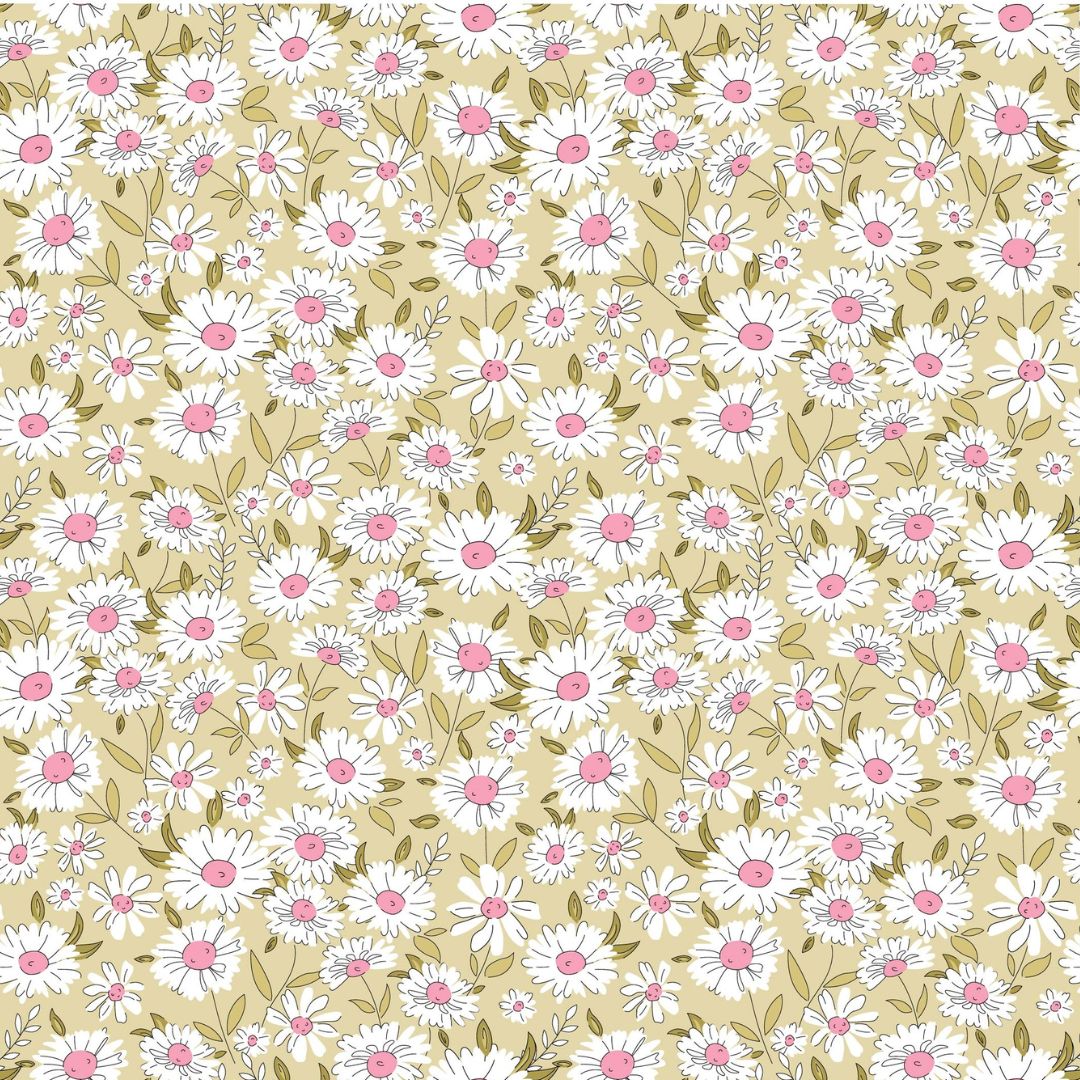 Daisy Dream Lime - 100% cotton - Make + Believe - Sweet Blooms by The Crafty Pie