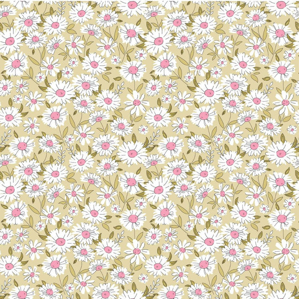 Daisy Dream Lime - 100% cotton - Make + Believe - Sweet Blooms by The Crafty Pie