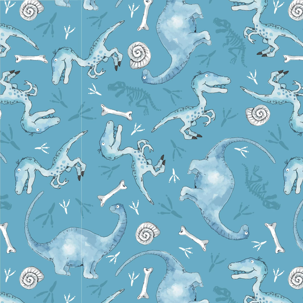 Dinosaur Blues 100% cotton fabric designed by Susan Wheeler