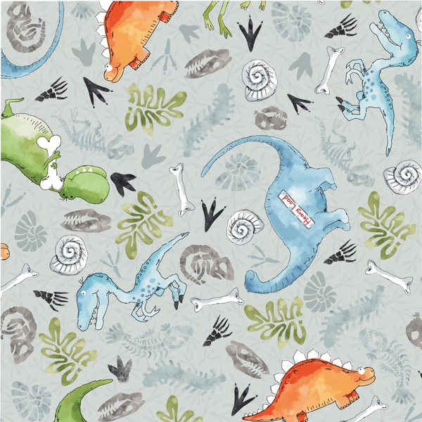 Dinosaurs and Fossils, 100% cotton fabric, by Susan Wheeler.  