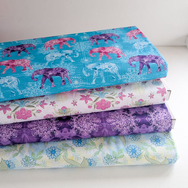 Stencil Flower - 100% organic cotton - Make + Believe - Elephant Festival by Sarah Payne