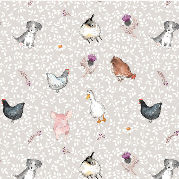 Farm Animals - 100% cotton - Craft Cotton Co - Blackbird Farm by Susan Wheeler