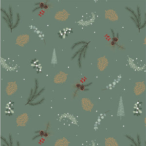 Festive Foliage - 100% cotton - Craft Cotton Co - Cosy Christmas by Victoria Louise