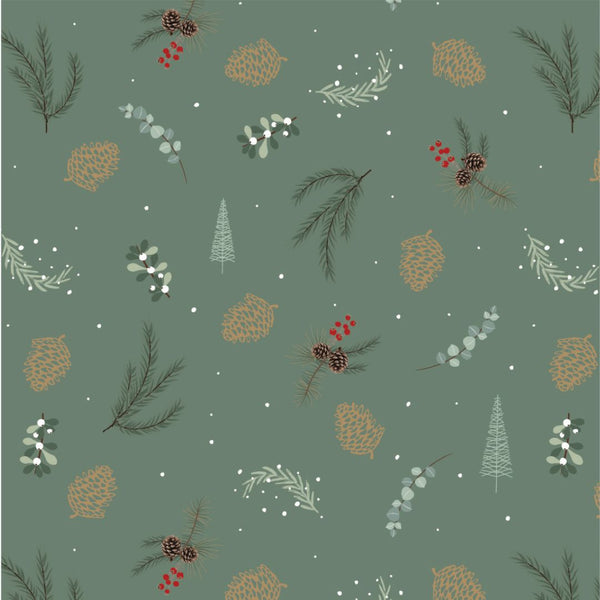 Festive Foliage - 100% cotton - Craft Cotton Co - Cosy Christmas by Victoria Louise