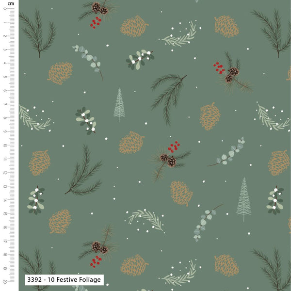 Festive Foliage - 100% cotton - Craft Cotton Co - Cosy Christmas by Victoria Louise