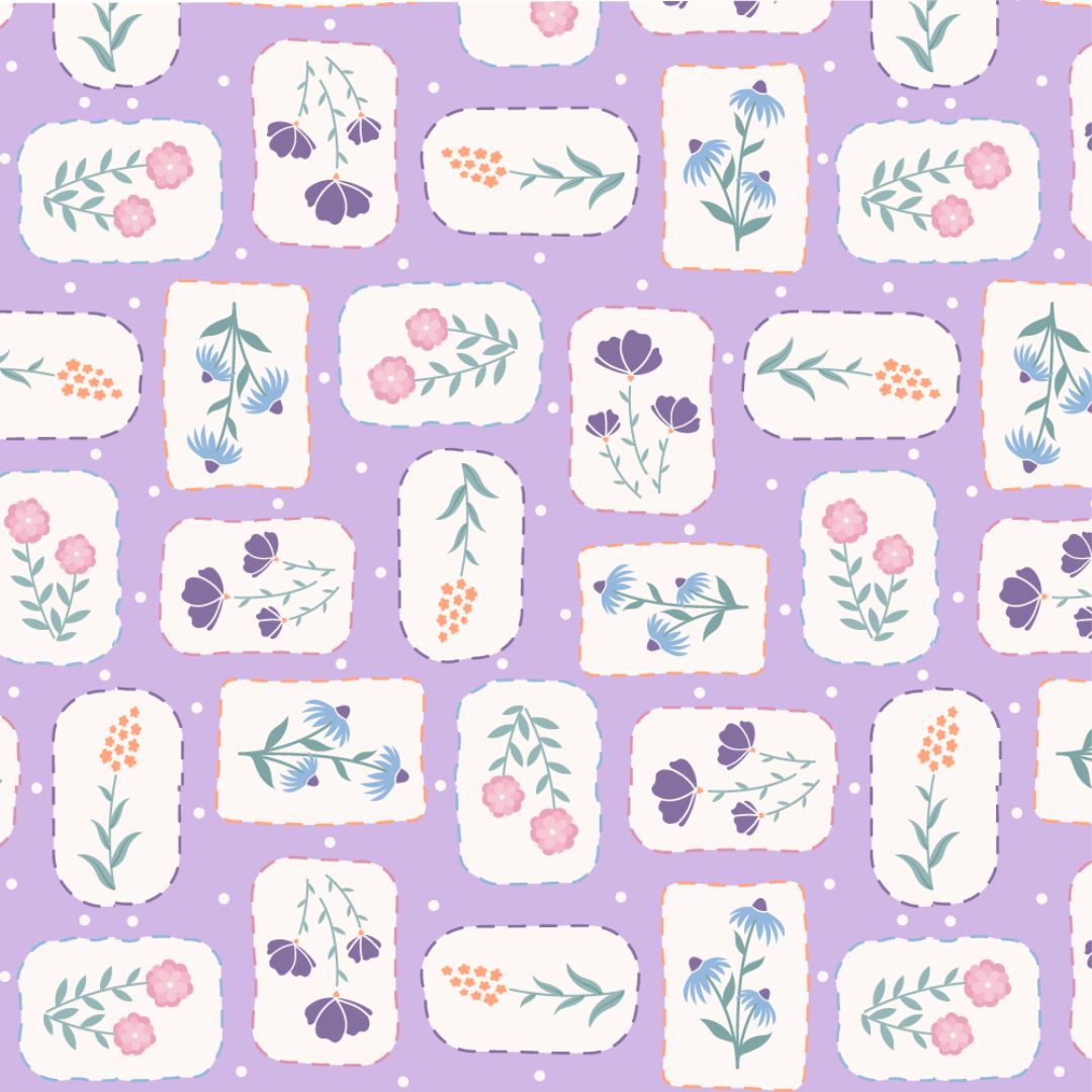 Flora Stamps - 100% cotton - Craft Cotton Co - Botanique Brew