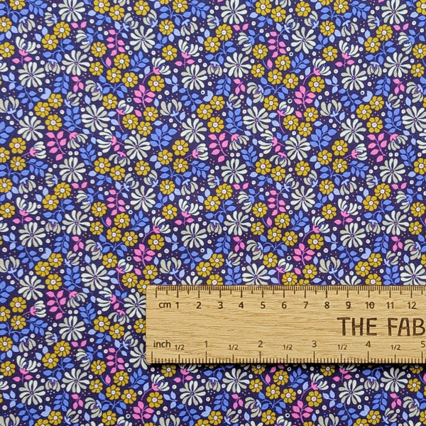 Floral Burst Dark Purple - 100% cotton - Lewis & Irene - Boho Blooms