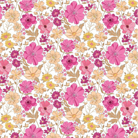 Floral Delight White - 100% cotton - Make + Believe - Sweet Blooms by The Crafty Pie
