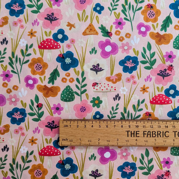 Floral Mushrooms - 100% cotton - 3 Wishes - Forest Life by Lisa Perry