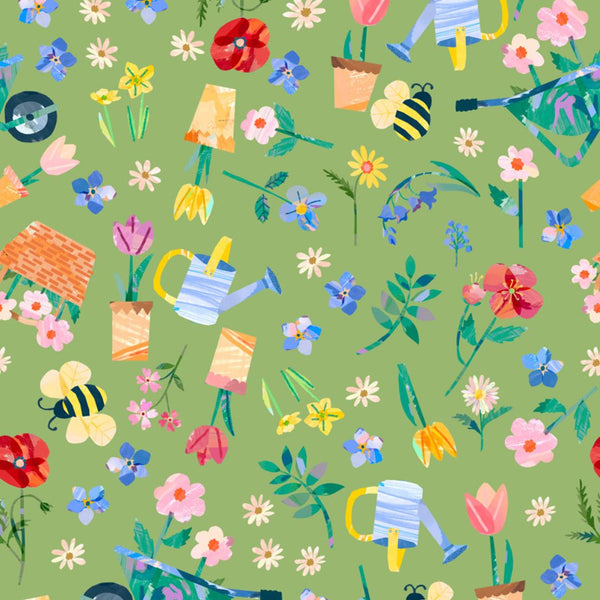 Flower Market - 100% cotton - Lewis & Irene - Flower Market by Wee Bluebell